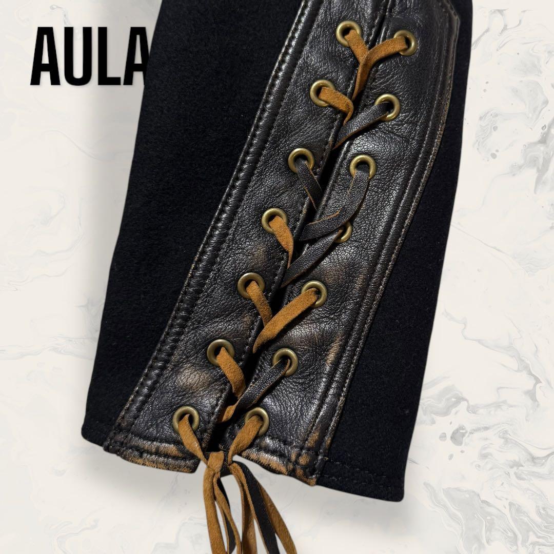 【ほぼ未使用】 AULA 本革 切替 ライダース ジャケット