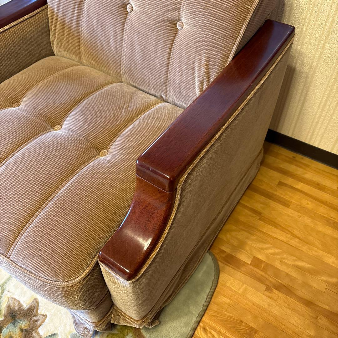 ②美品！昭和レトロ マルニ木工1人掛けソファ ビンテージ オールド コーデュロイ