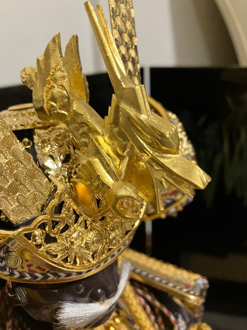 送込/高級/五月人形/竹麻呂作/京甲冑 兜飾り前立て龍は水晶付 鎧櫃 端午の節句