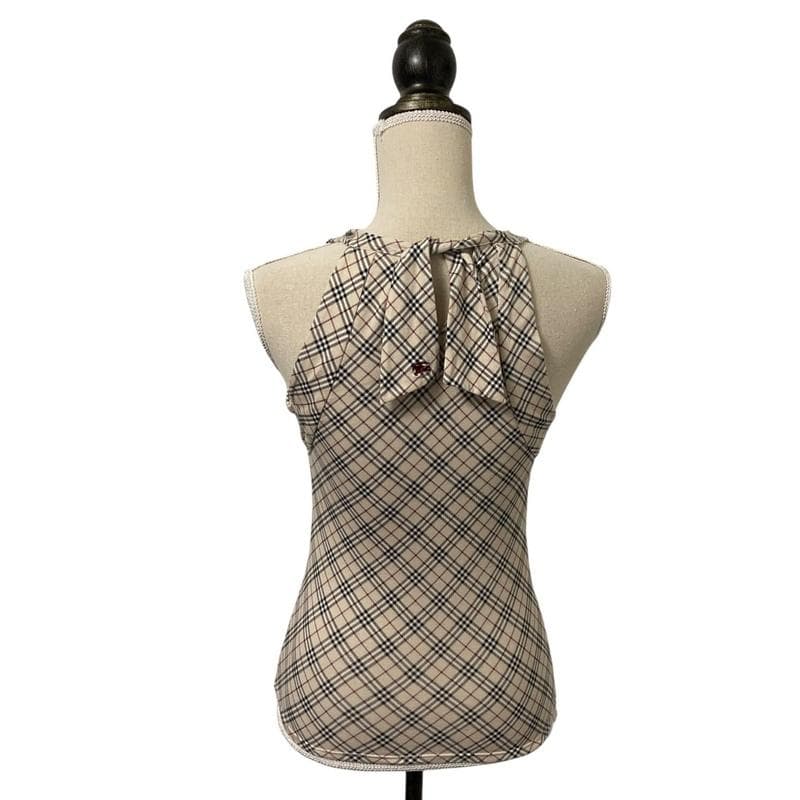 【高級】Burberry キャミソール ホルターネック リボン ノバチェック