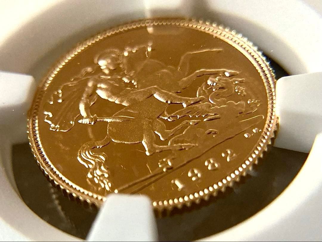 NGC準最高鑑定★1982年イギリス1/2ソブリンプルーフ金貨★PF69UC