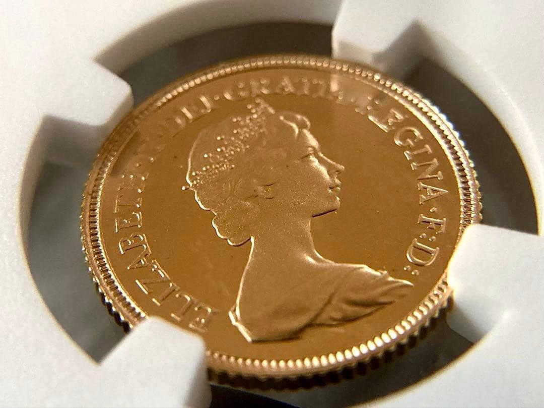 NGC準最高鑑定★1982年イギリス1/2ソブリンプルーフ金貨★PF69UC