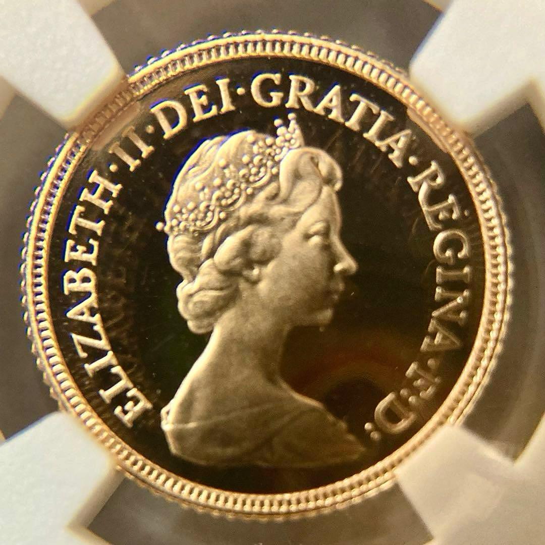 NGC準最高鑑定★1982年イギリス1/2ソブリンプルーフ金貨★PF69UC