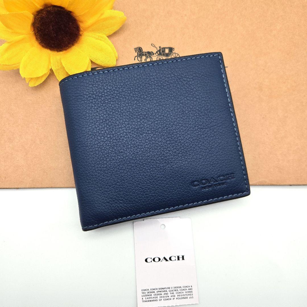 COACH 折り財布 新品 ブルー 新作 お札入れ 小銭入れ