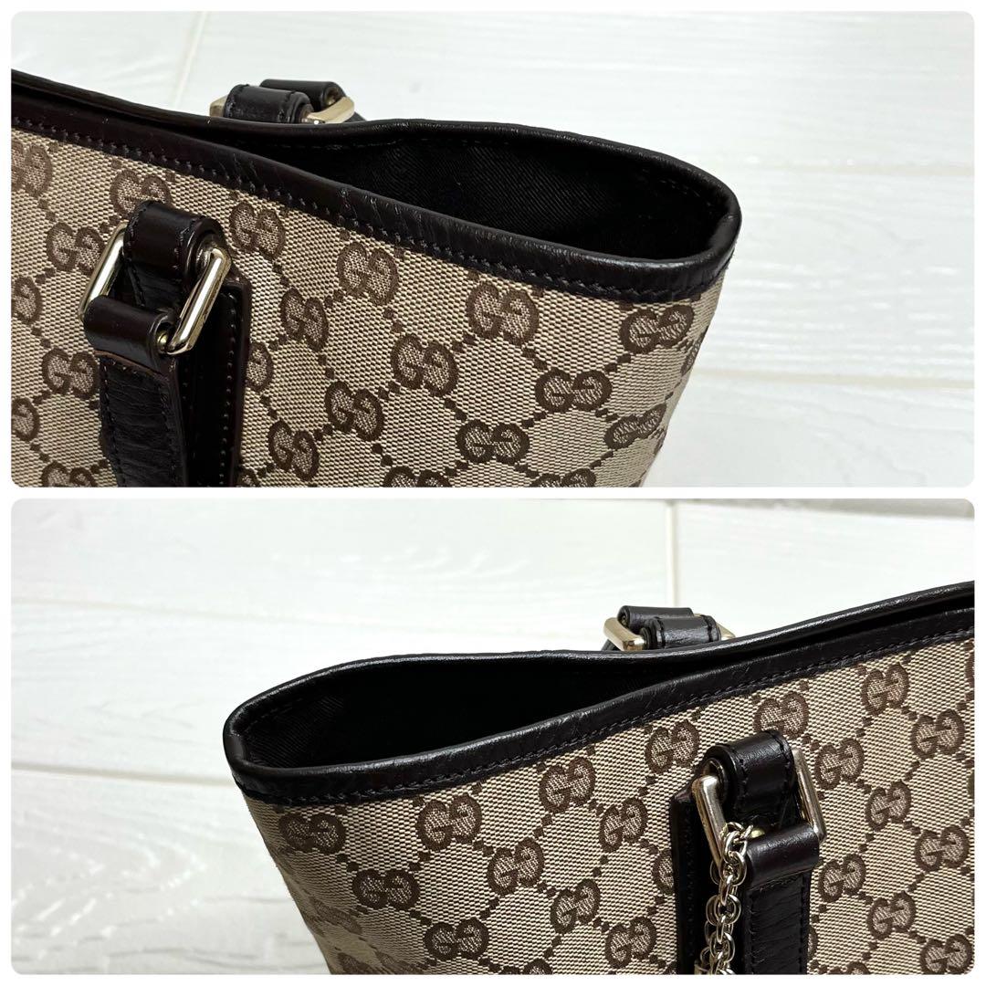 ✨美品✨☘️GUCCI☘️✨トートバッグ✨GG柄✨キャンバスレザー✨シェリー✨
