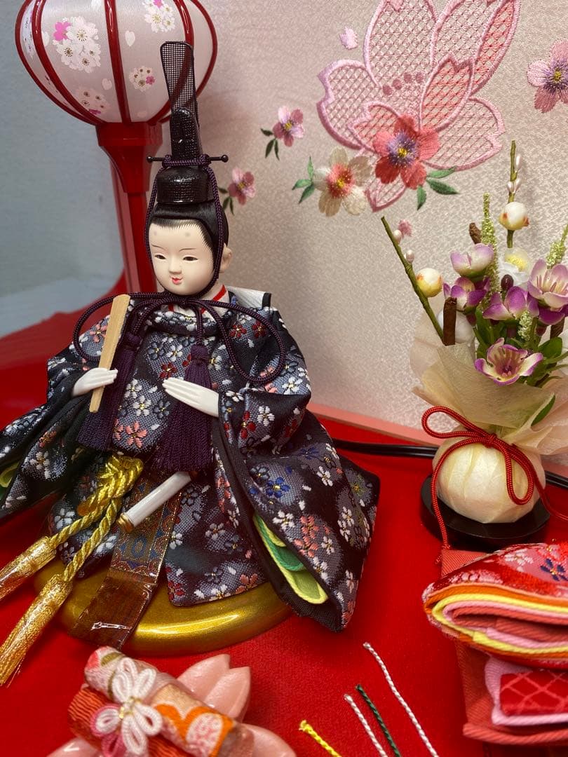 藤翁作　雛人形親王飾り半円形アクリルケース・間口約５０×奥行約２８×高さ約２７㎝