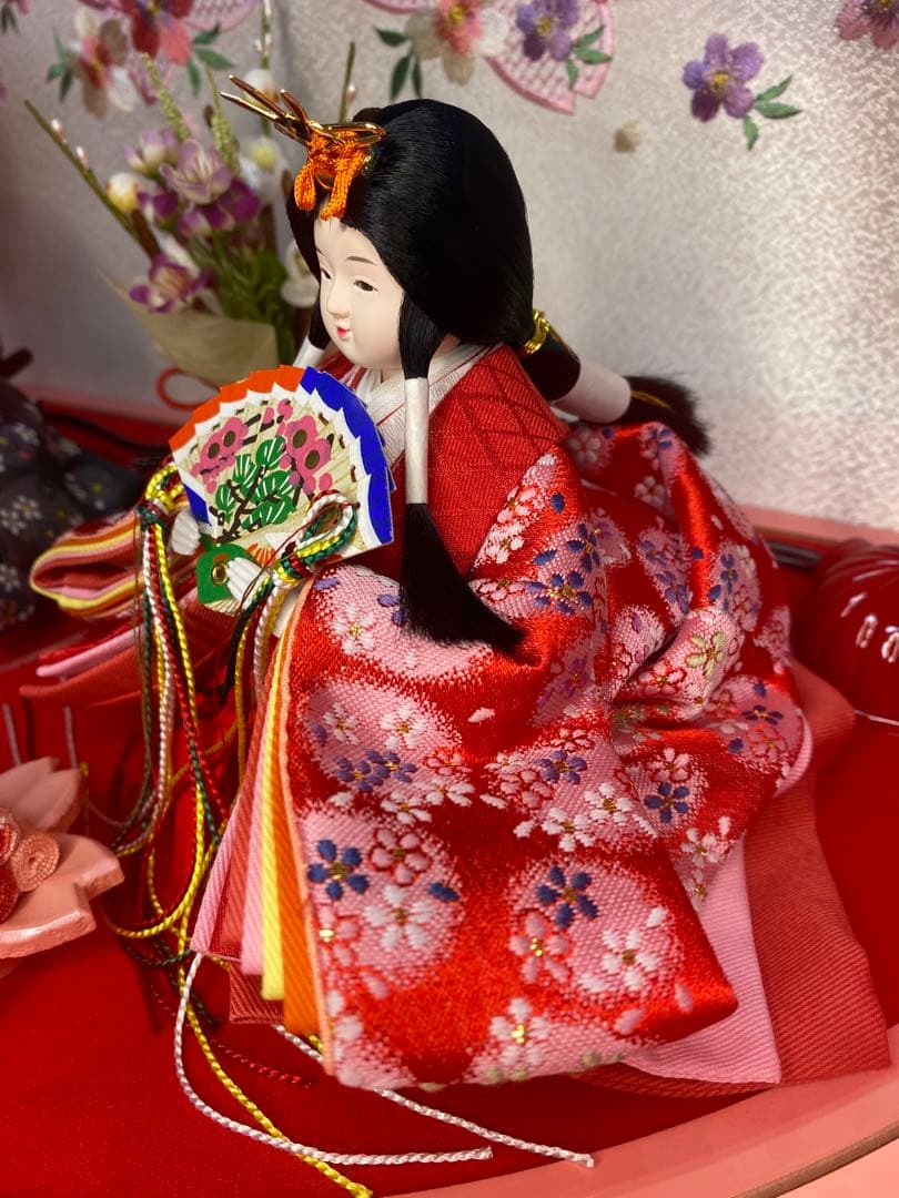 藤翁作　雛人形親王飾り半円形アクリルケース・間口約５０×奥行約２８×高さ約２７㎝