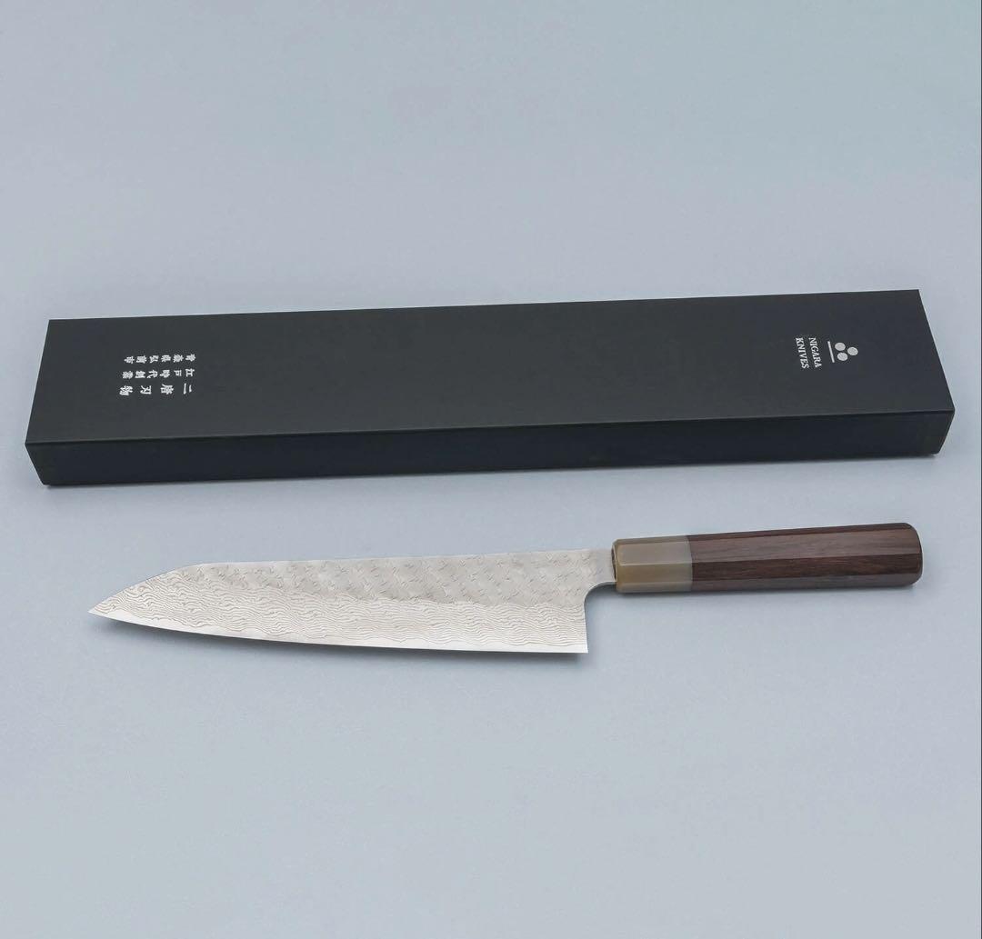 二唐刃物　磨き槌目 STRIX 牛刀　240