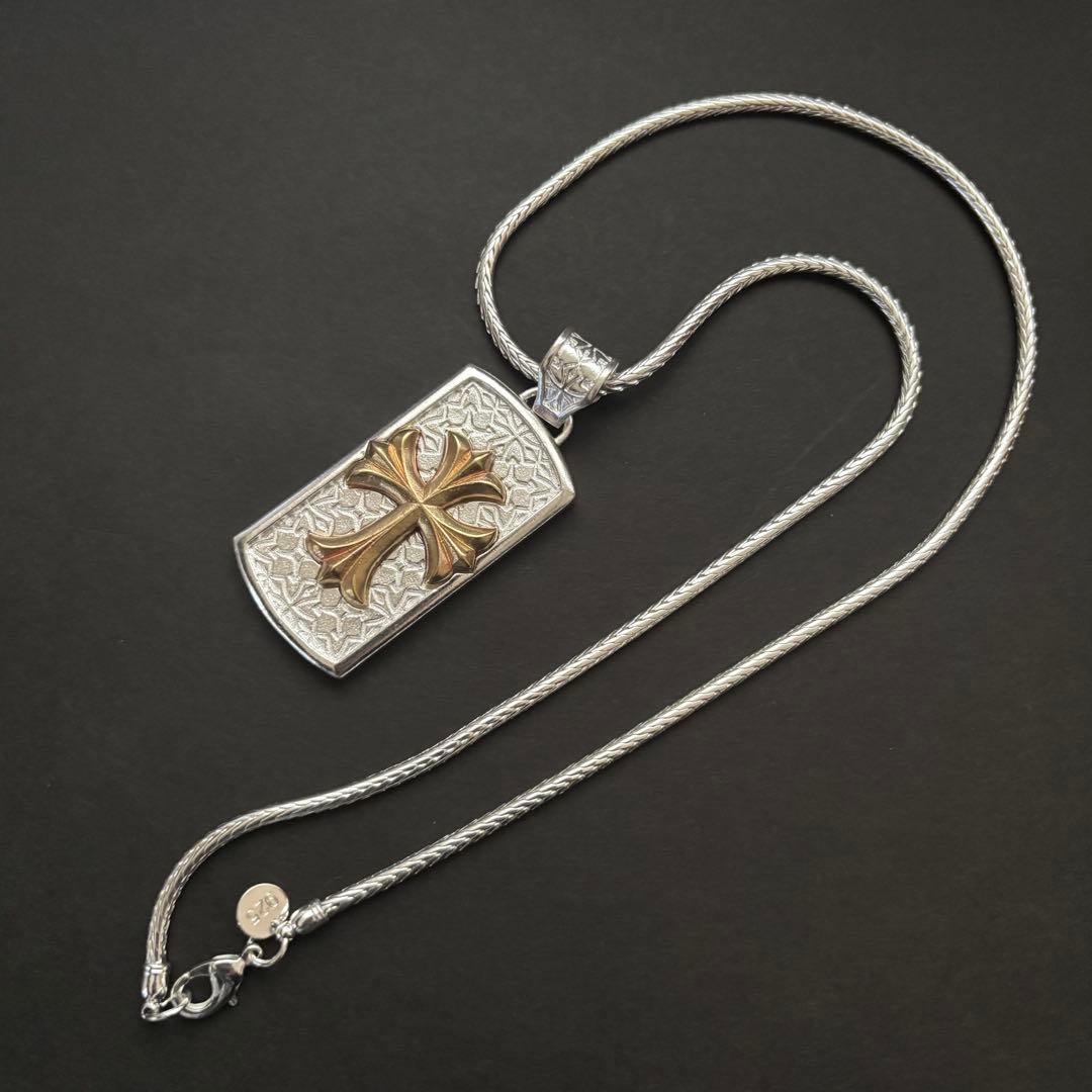 【希少レア】シルバー925 ヴィンテージ十字架 チェーンネックレス Silver