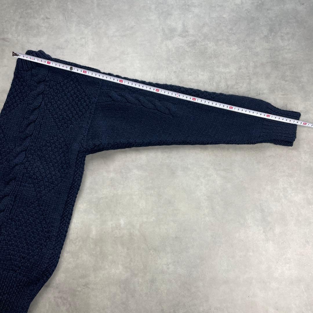 美品　45R ノアランド×WOOLアランセーター　ネイビー　サイズ３