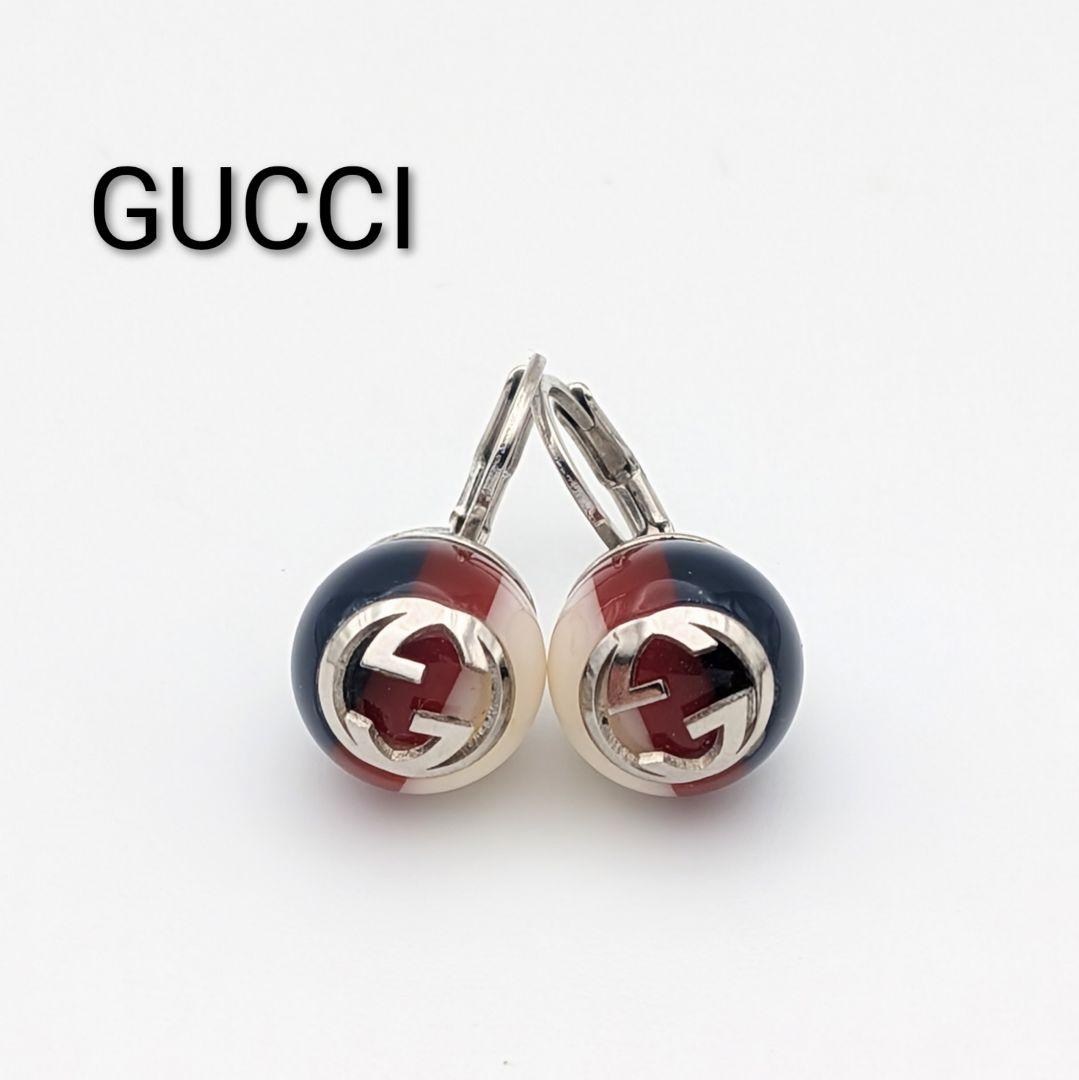 グッチ GUCCI インターロッキング トリコロール ピアス
