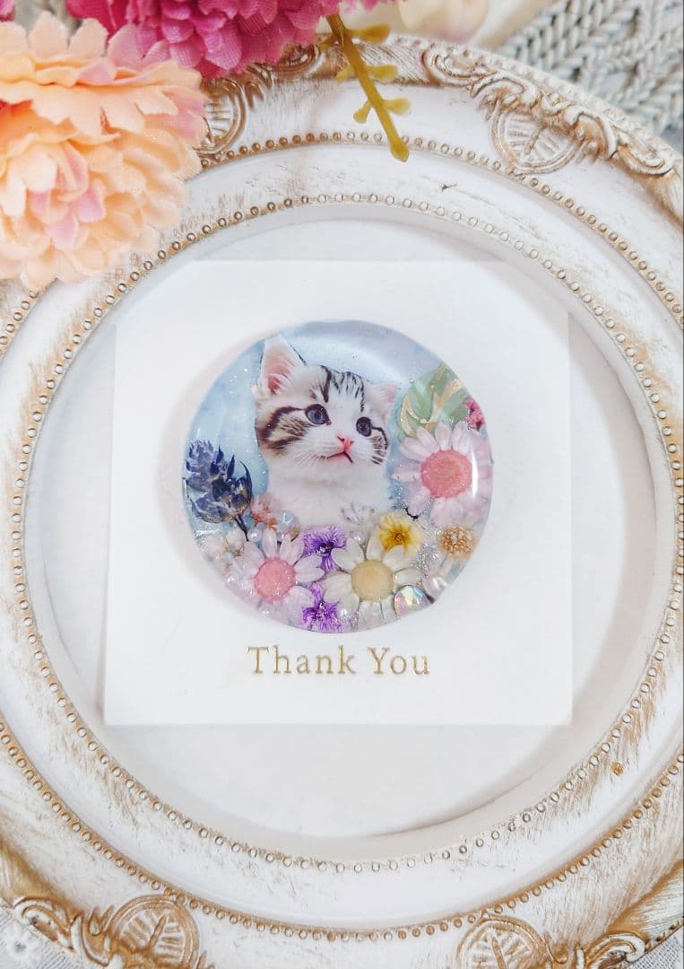 レジン　猫　ヘアゴム　ブローチ　ポニーフック　No.278