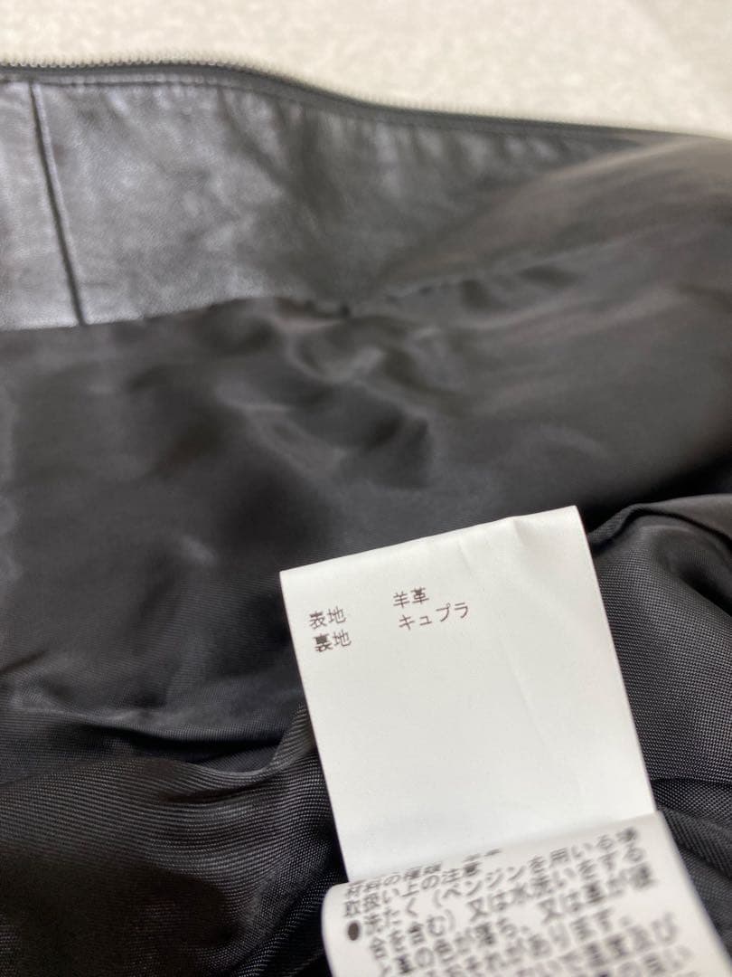 【極美品】ANAYI 羊革 ノーカラー ペプラム ライダースジャケット