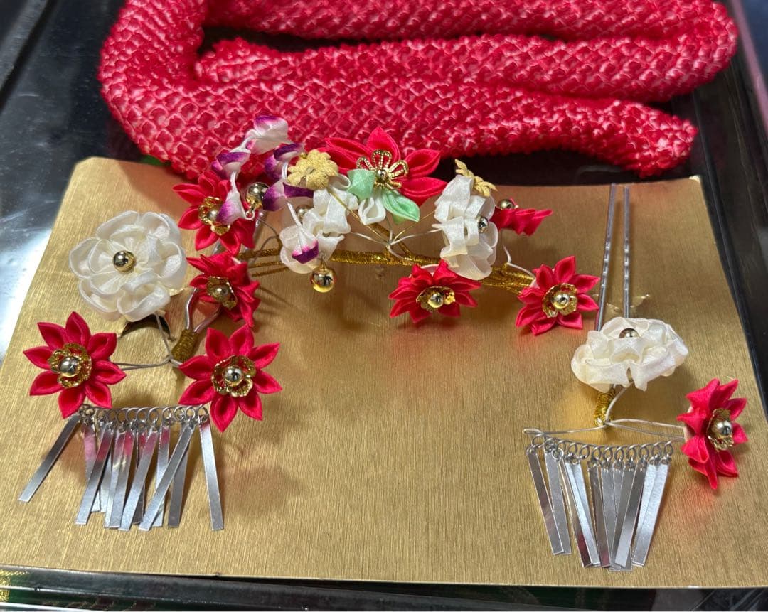 御祝着 女児　お祝い　着物　赤　七五三　セット　7歳　お宮参り