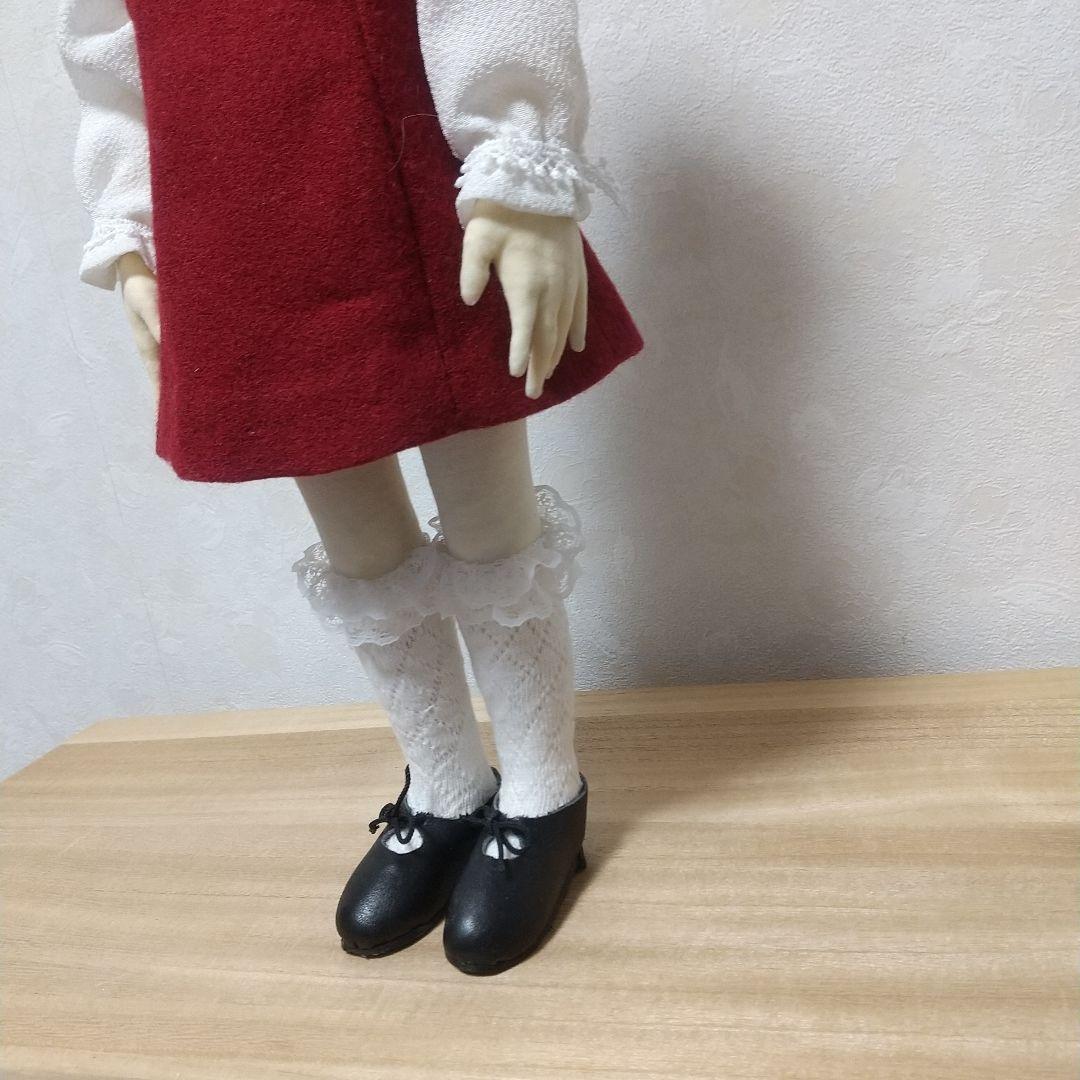 創作人形 ワイン色の服の子 布貼り ハンドメイド
