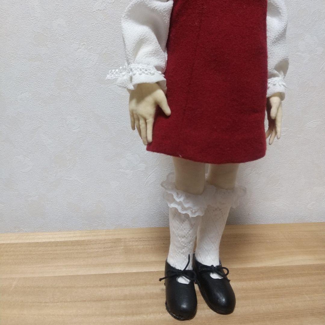 創作人形 ワイン色の服の子 布貼り ハンドメイド