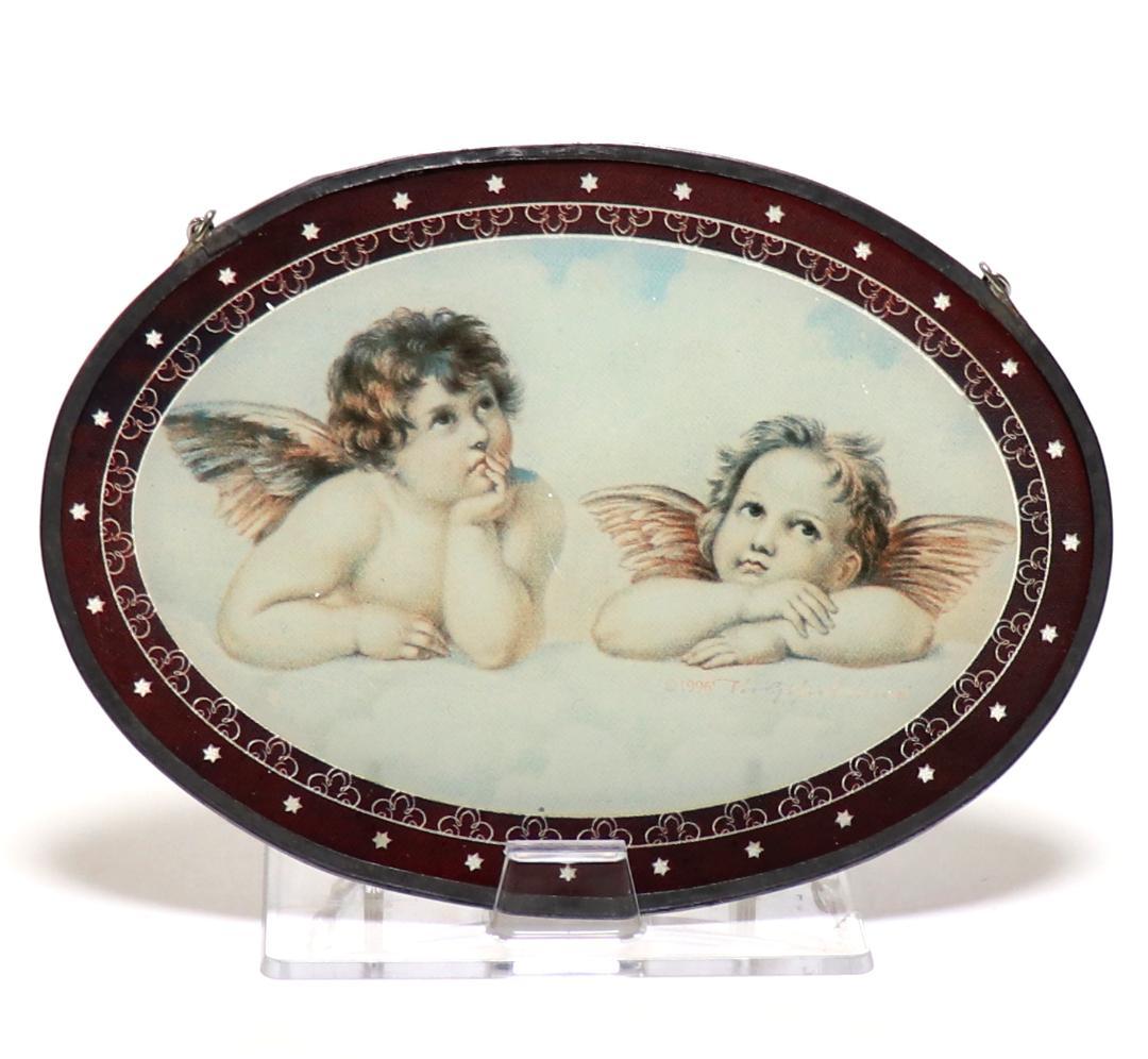 ラファエロ・サンティ ヴィンテージ ステンドグラス 天使 システィーナの聖母