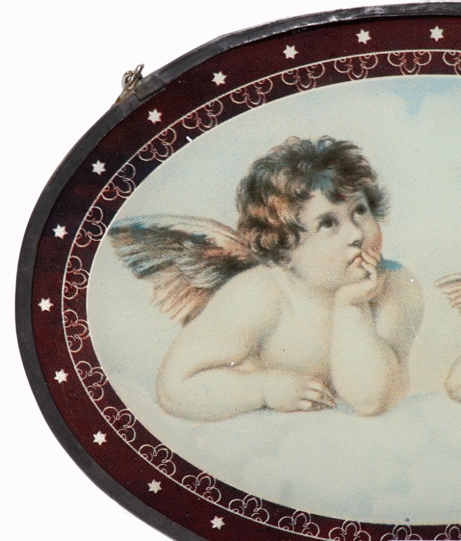 ラファエロ・サンティ ヴィンテージ ステンドグラス 天使 システィーナの聖母