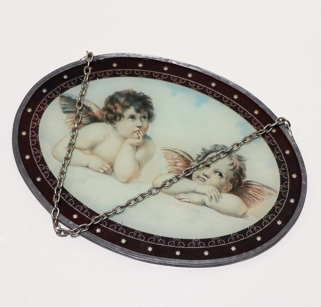 ラファエロ・サンティ ヴィンテージ ステンドグラス 天使 システィーナの聖母