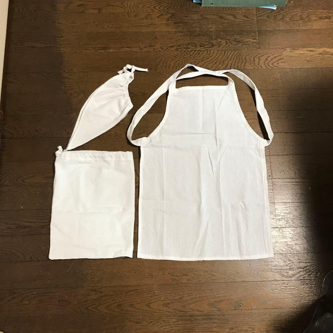 手製コットン100%白衣なれ天使のキッズエプロン三点セット