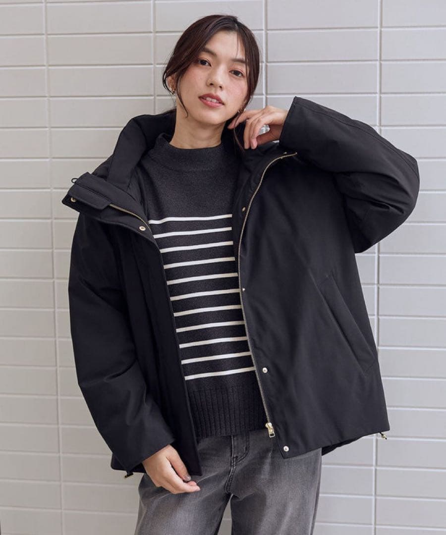 【ANY】撥水フーデットダウンコート ブラック Mサイズ