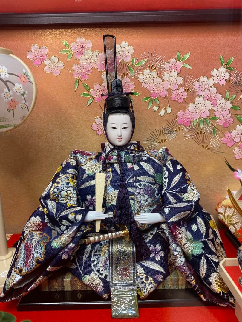 東京久月　雛人形ガラスケース入り親王飾り・間口約６１×奥行約３４×高さ約３７㎝