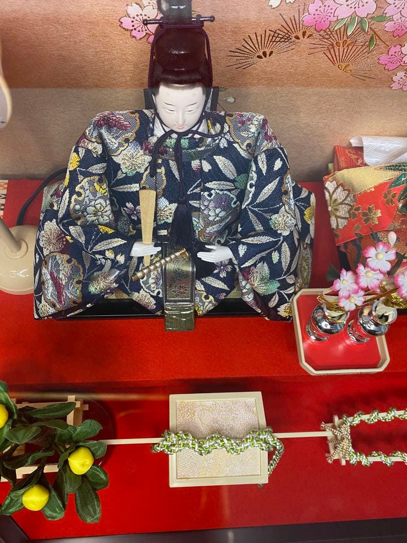 東京久月　雛人形ガラスケース入り親王飾り・間口約６１×奥行約３４×高さ約３７㎝