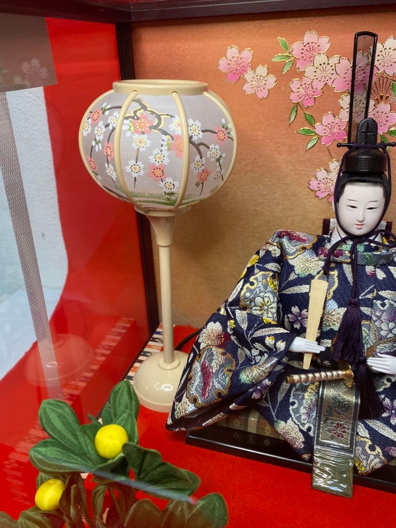 東京久月　雛人形ガラスケース入り親王飾り・間口約６１×奥行約３４×高さ約３７㎝