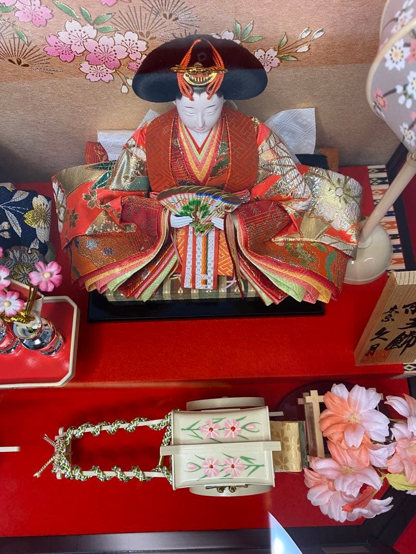 東京久月　雛人形ガラスケース入り親王飾り・間口約６１×奥行約３４×高さ約３７㎝
