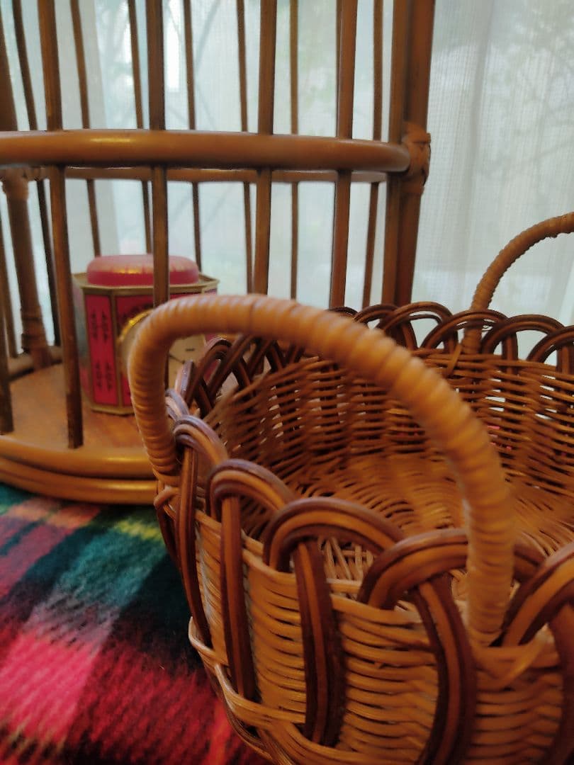 バケット 籠　パン籠　ランドリーバスケット　籐　ラタン　フランスパン