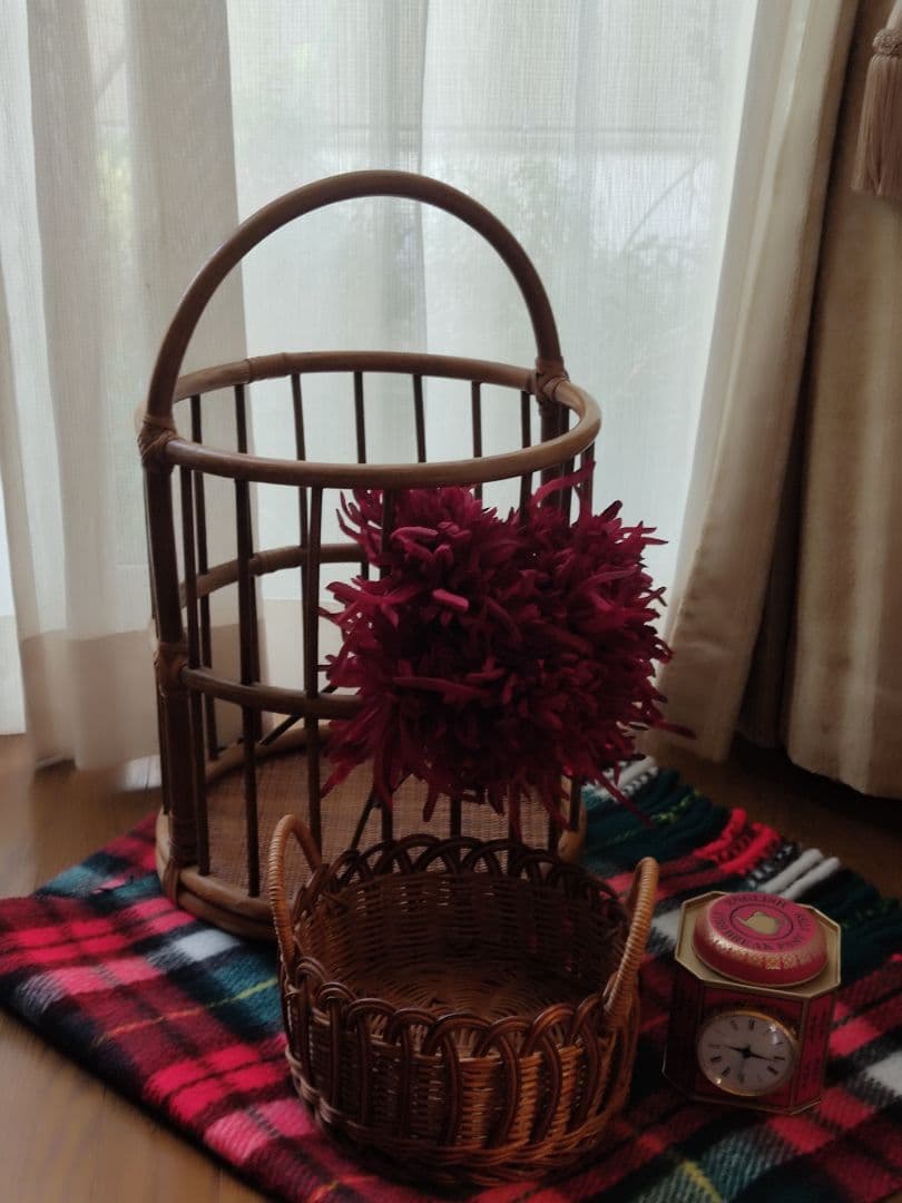 バケット 籠　パン籠　ランドリーバスケット　籐　ラタン　フランスパン