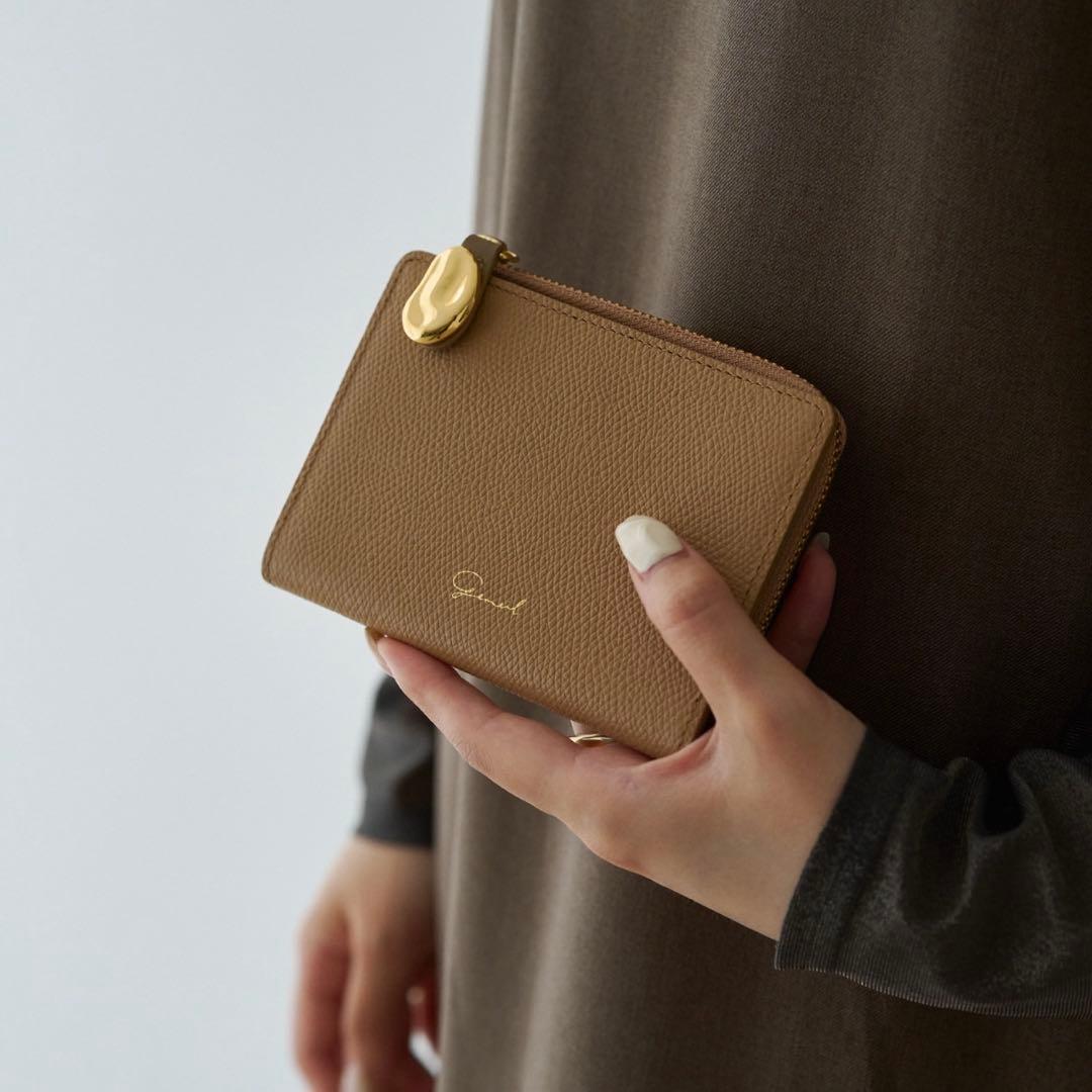 【箱付き美品】 gemeil 本革 ミニマルウォレット 二つ折り財布 モカ