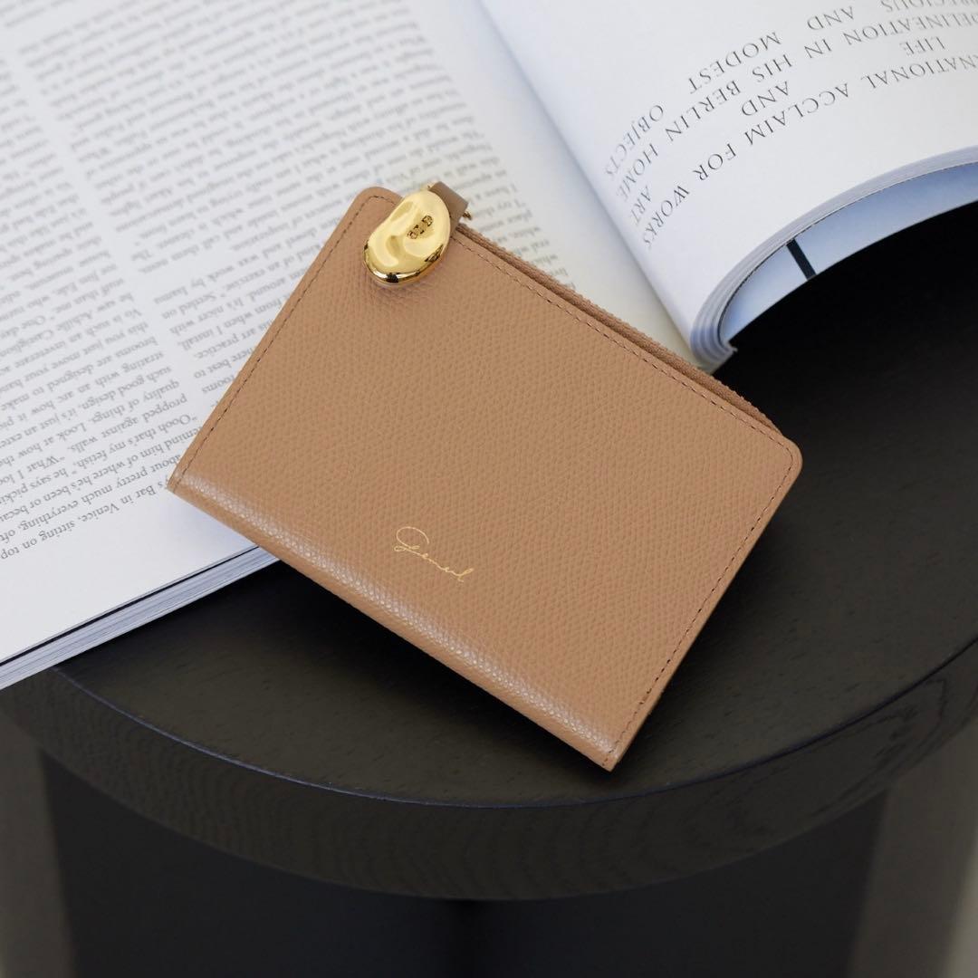 【箱付き美品】 gemeil 本革 ミニマルウォレット 二つ折り財布 モカ