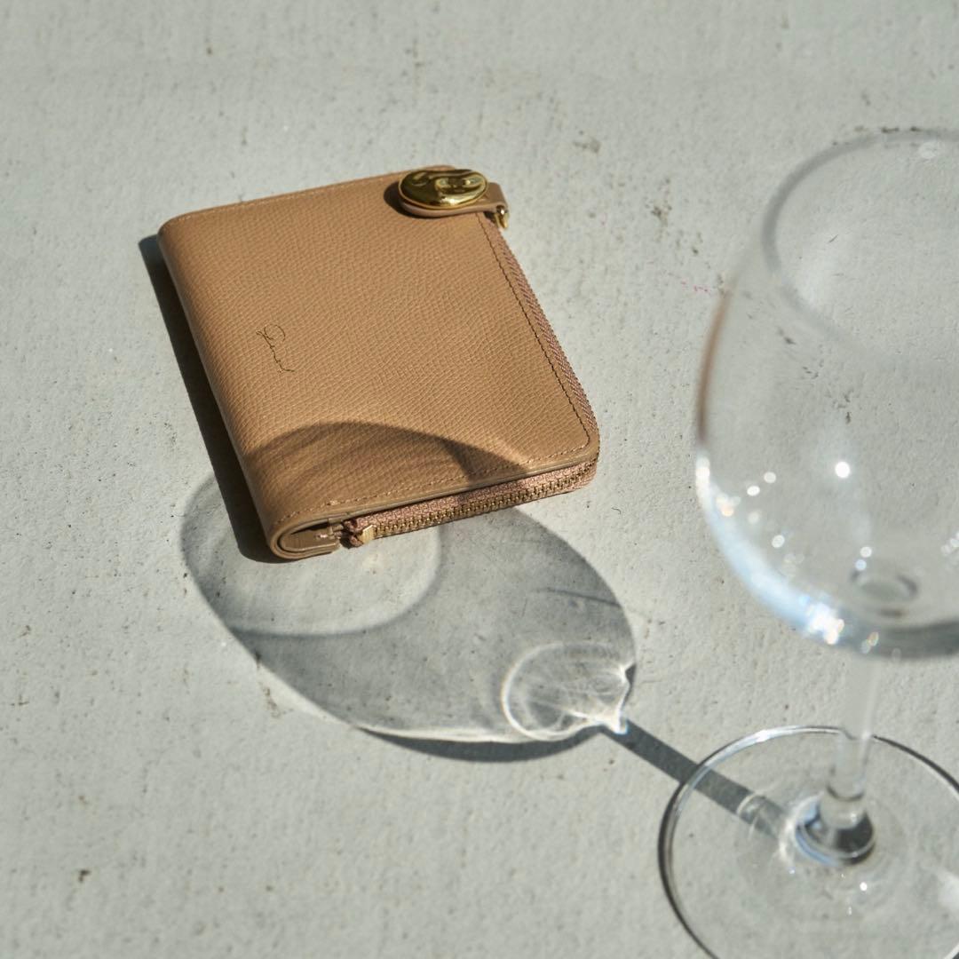 【箱付き美品】 gemeil 本革 ミニマルウォレット 二つ折り財布 モカ