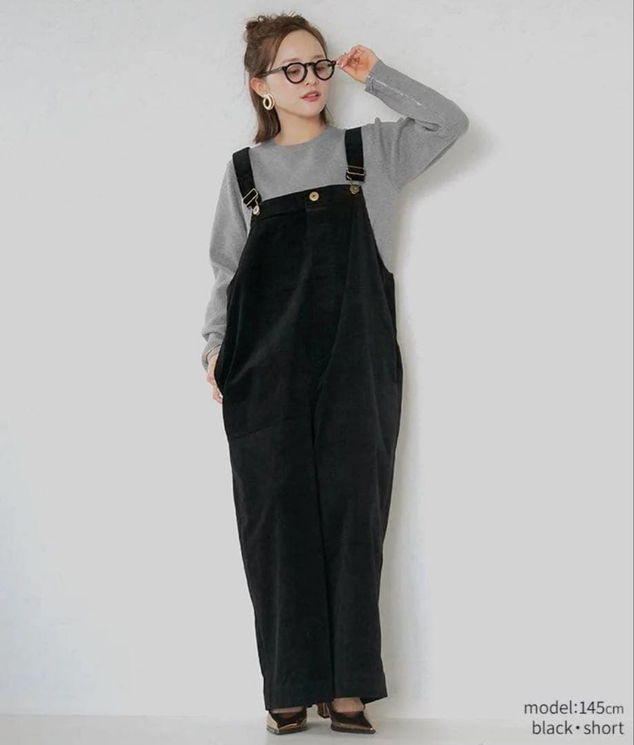 アンリアン　コーデュロイ サロペット ブラック