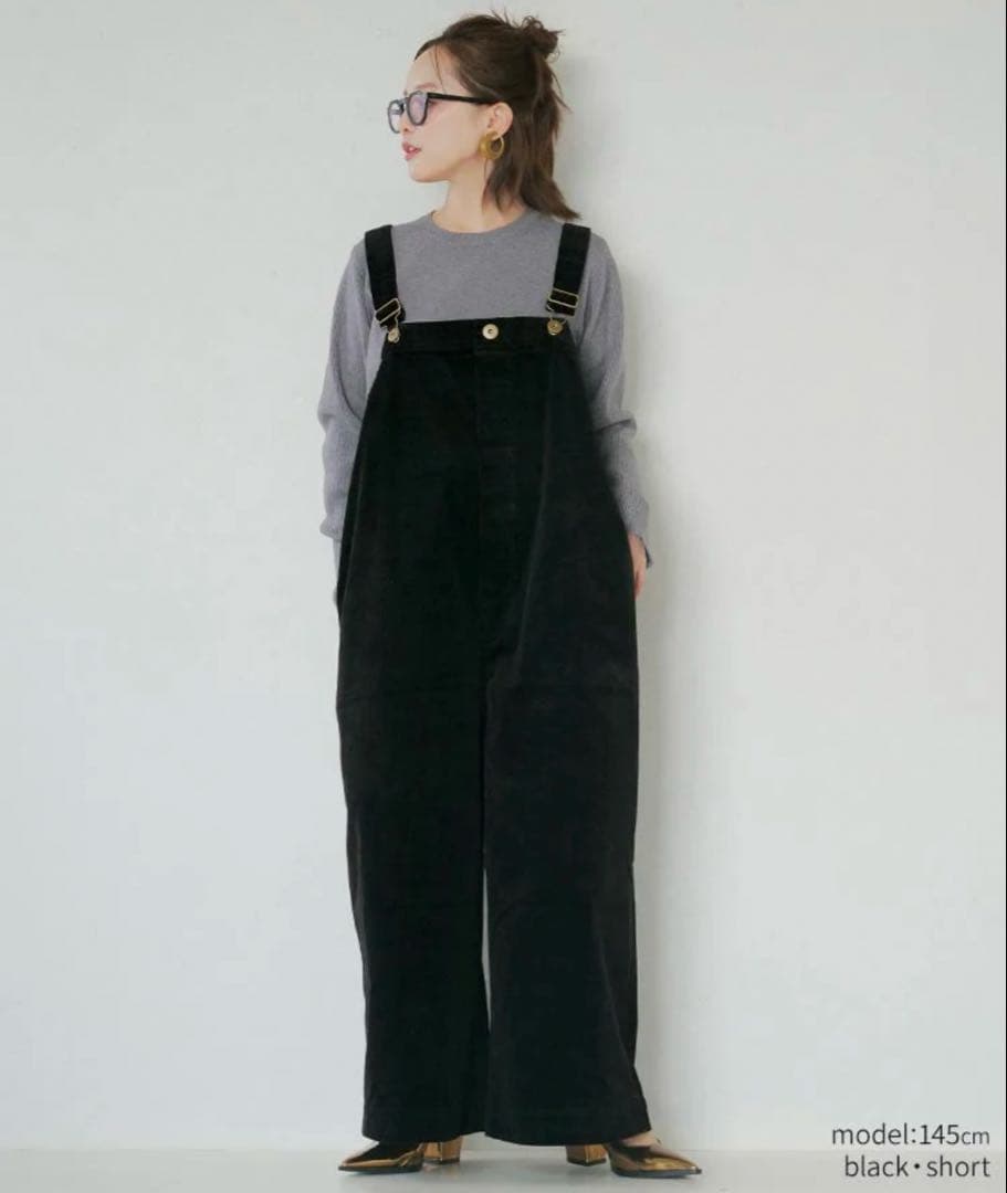 アンリアン　コーデュロイ サロペット ブラック