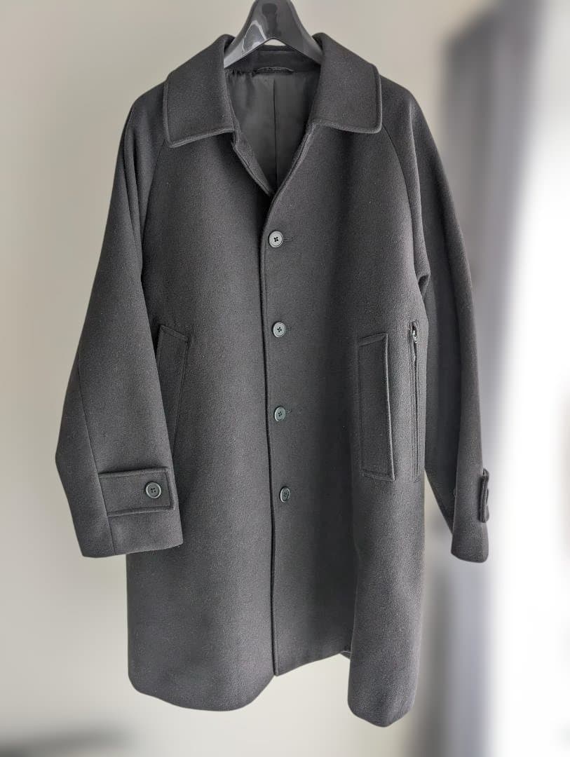 【美品】BEAMS『ワイドフィット フリース ステンカラーコート』BLACK S