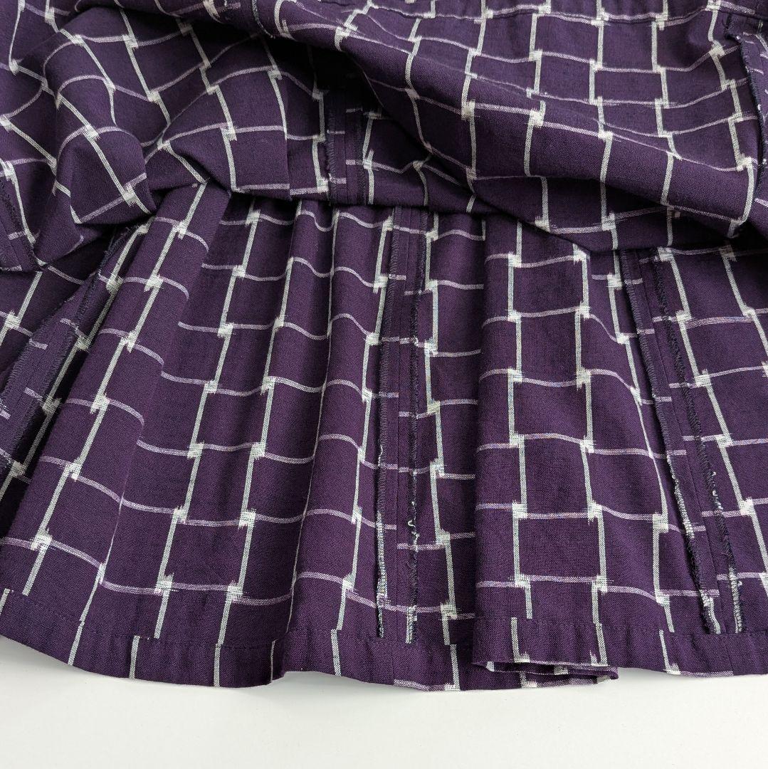 儀右ヱ門 ギエモン 久留米絣 三段ティアード ロングスカート 紫