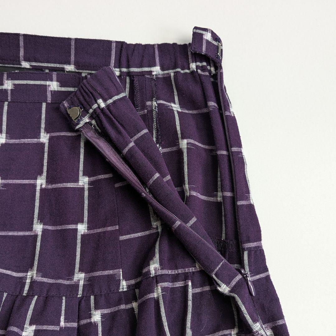 儀右ヱ門 ギエモン 久留米絣 三段ティアード ロングスカート 紫
