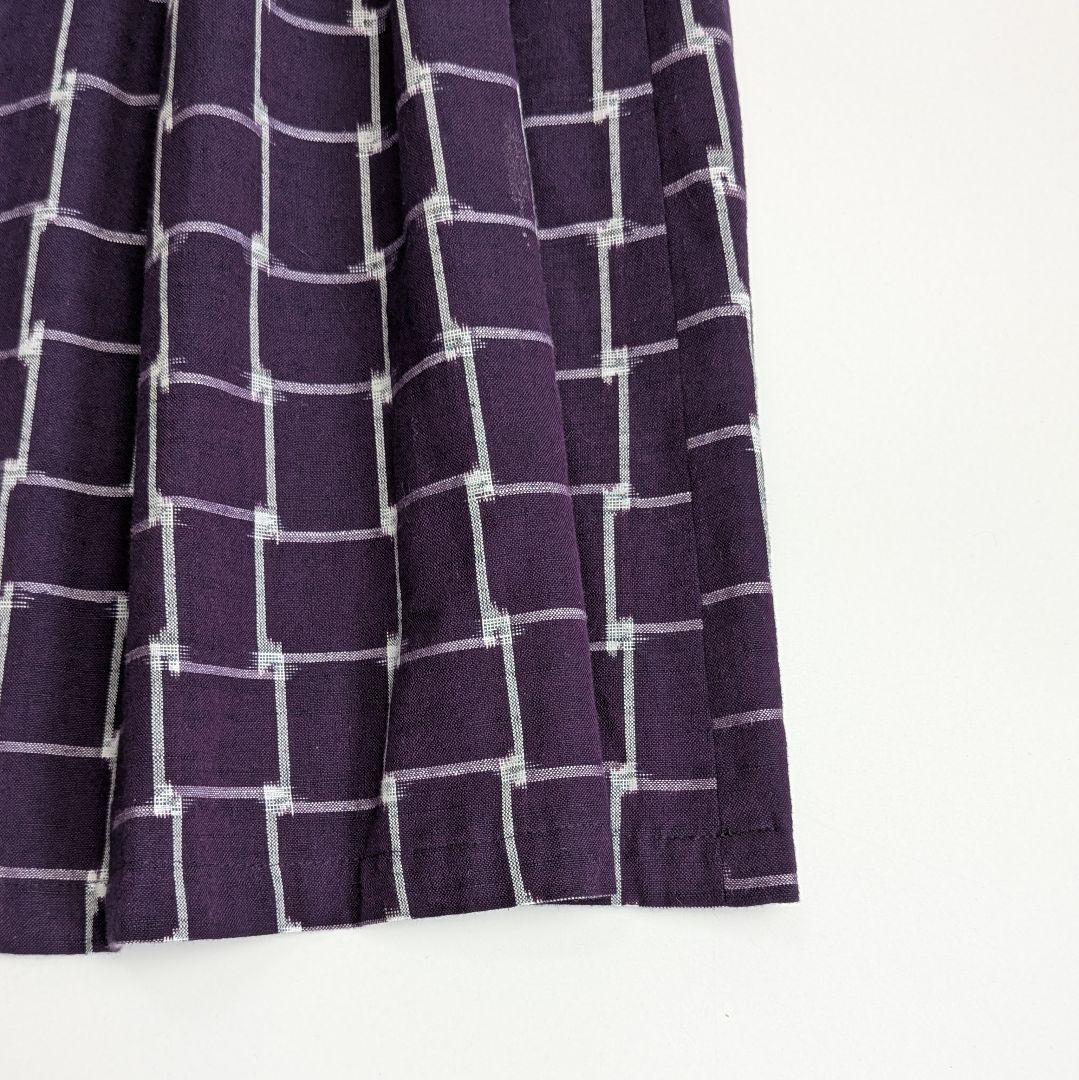 儀右ヱ門 ギエモン 久留米絣 三段ティアード ロングスカート 紫