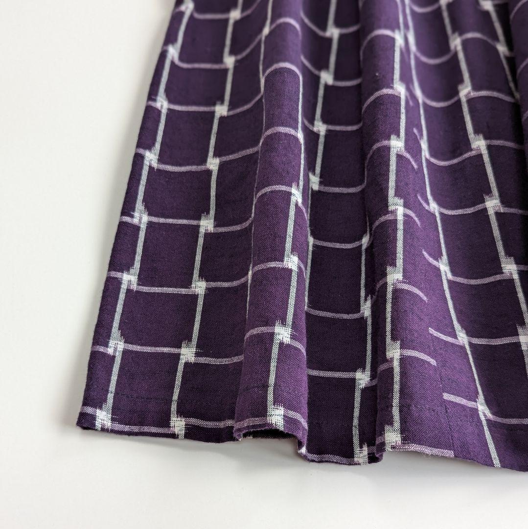 儀右ヱ門 ギエモン 久留米絣 三段ティアード ロングスカート 紫