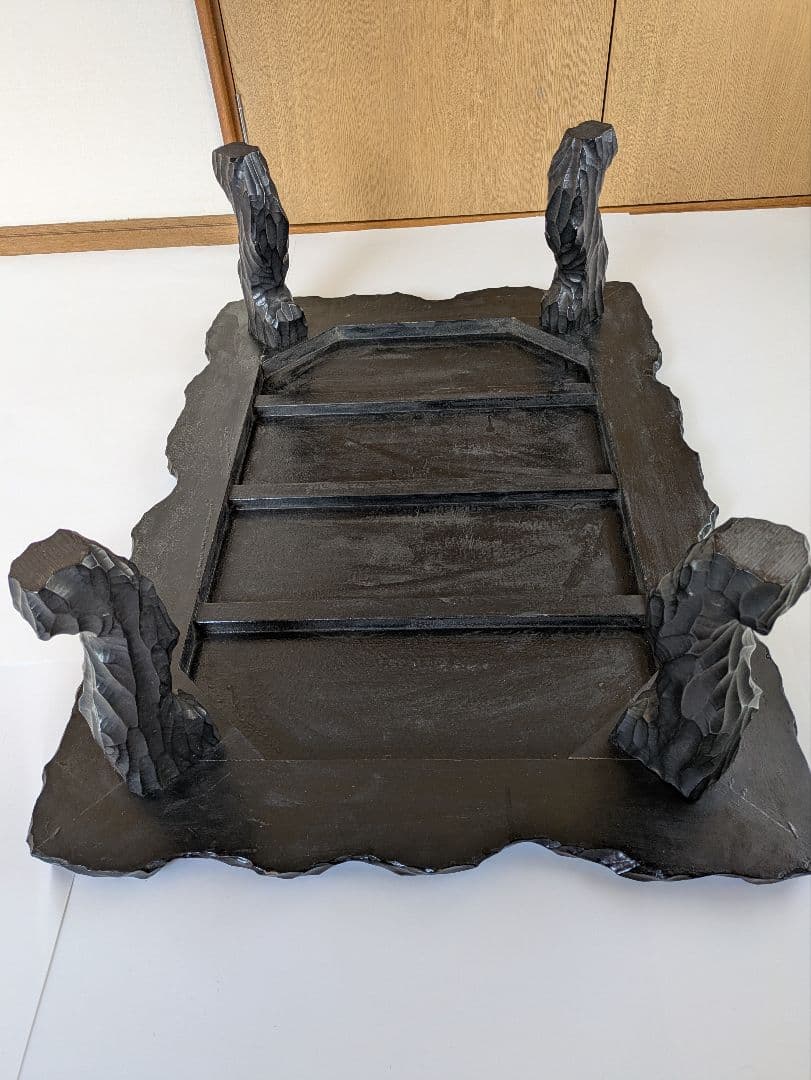 アンティーク朱塗り木製座卓 赤黒コントラスト 脚取り外し可能