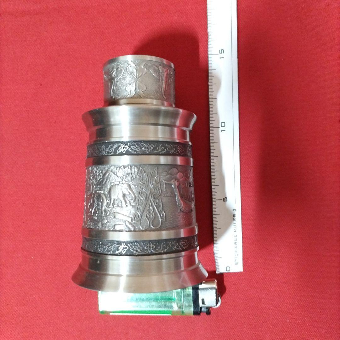 象の絵づくしの錫の茶入 茶心壺 煎茶道具 紅茶 烏龍茶