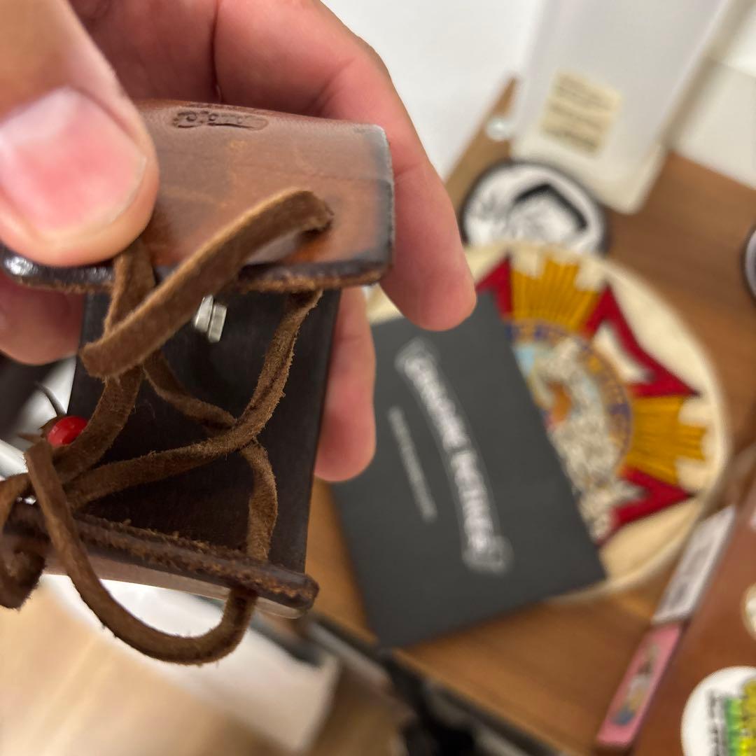 ゴローズ　金メタ付き革ブレス　赤茶