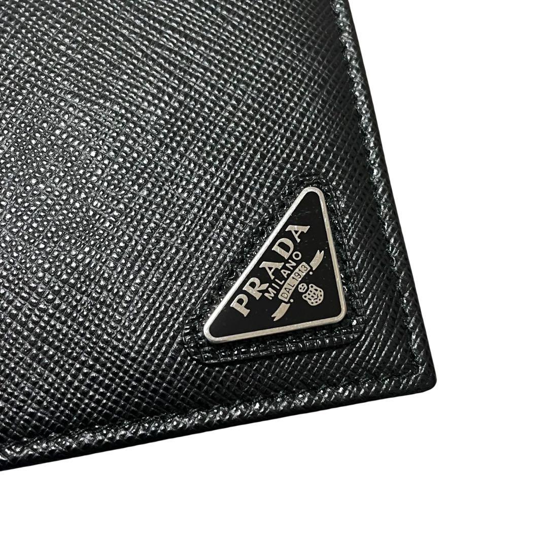 PRADA プラダ サフィアーノ 二つ折りマネークリップ ブラック 三角ロゴ