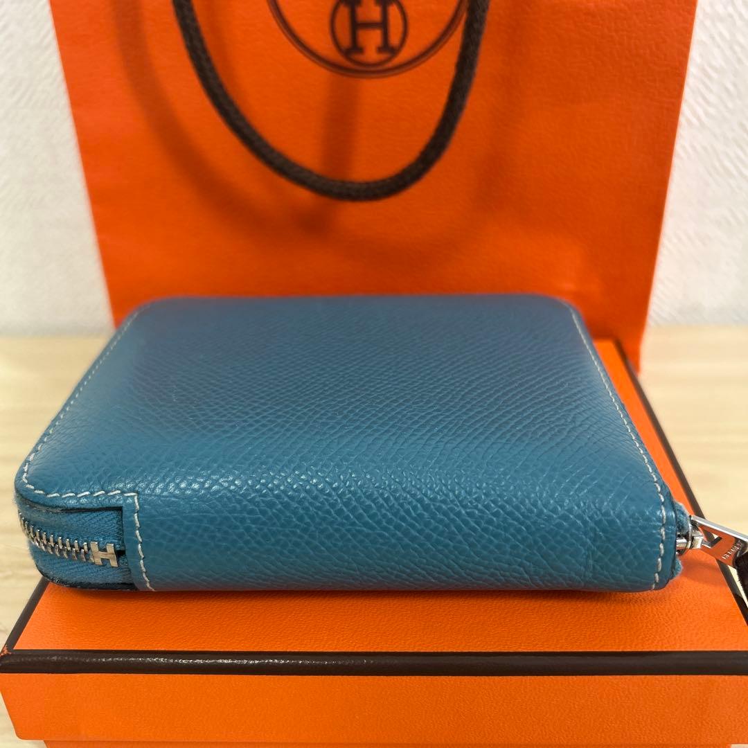 HERMES シルクインコンパクトウォレットブルー系　正規品