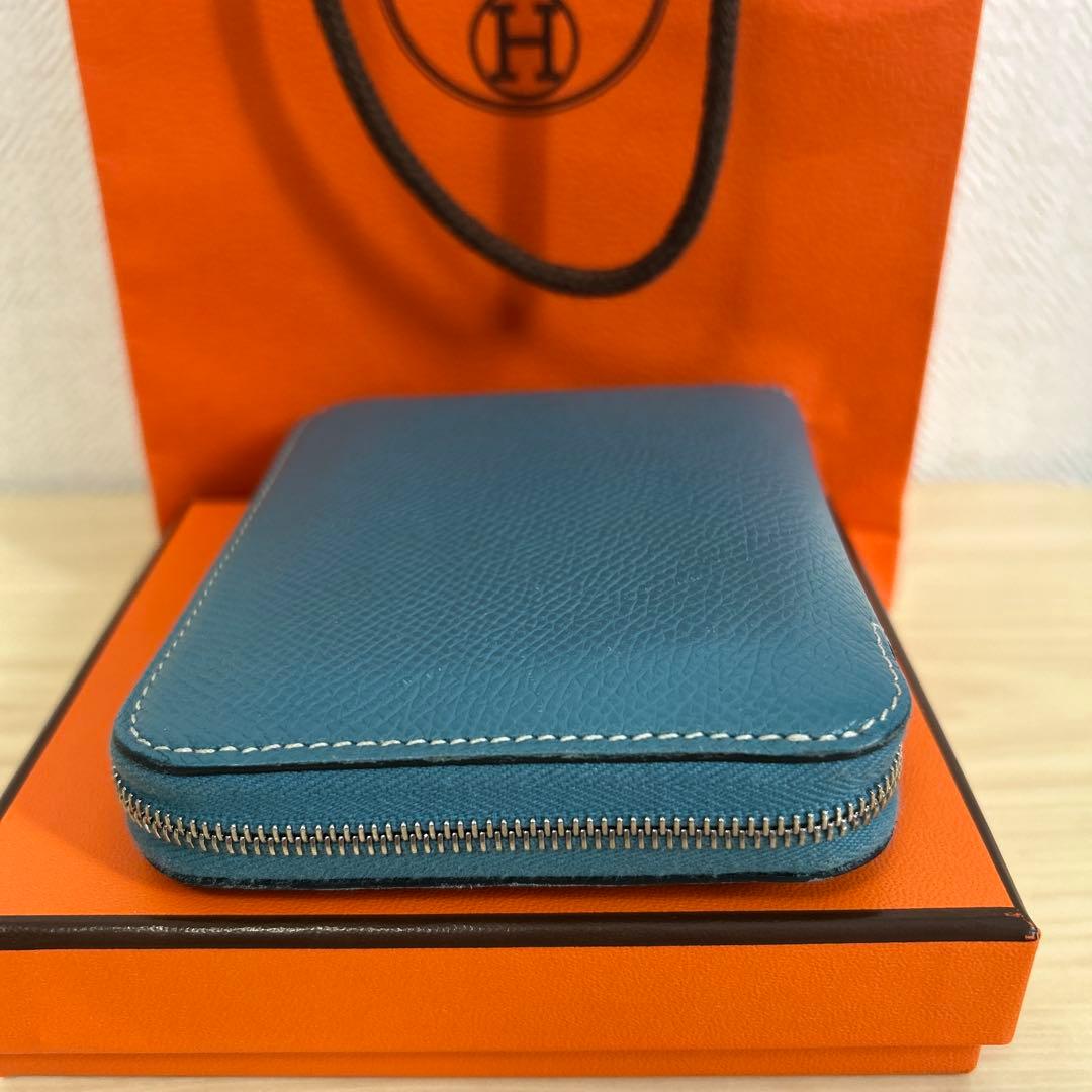HERMES シルクインコンパクトウォレットブルー系　正規品