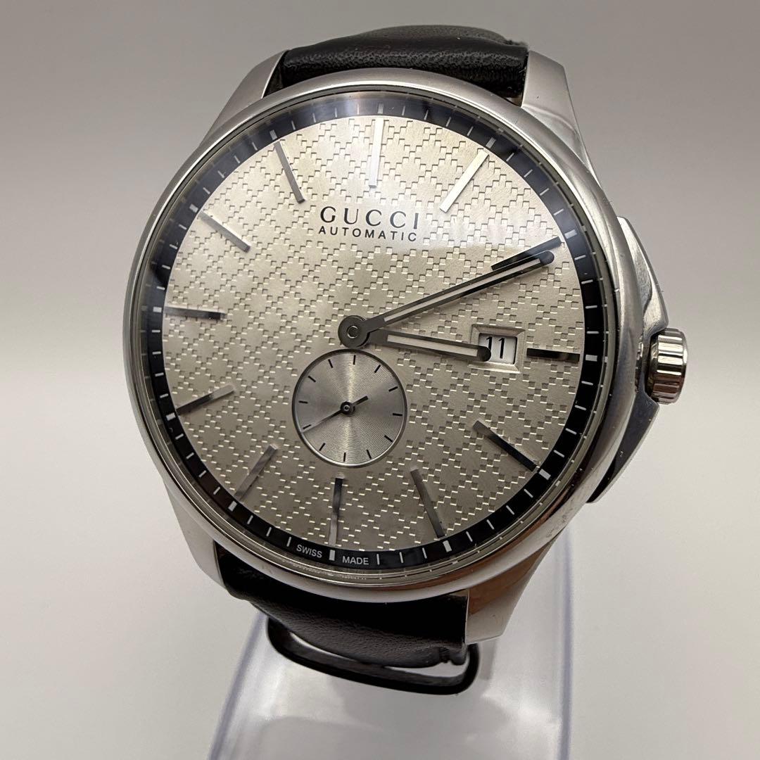 付属品有り GUCCI グッチ 時計 126.3 シルバー 革ベルト スモセコ