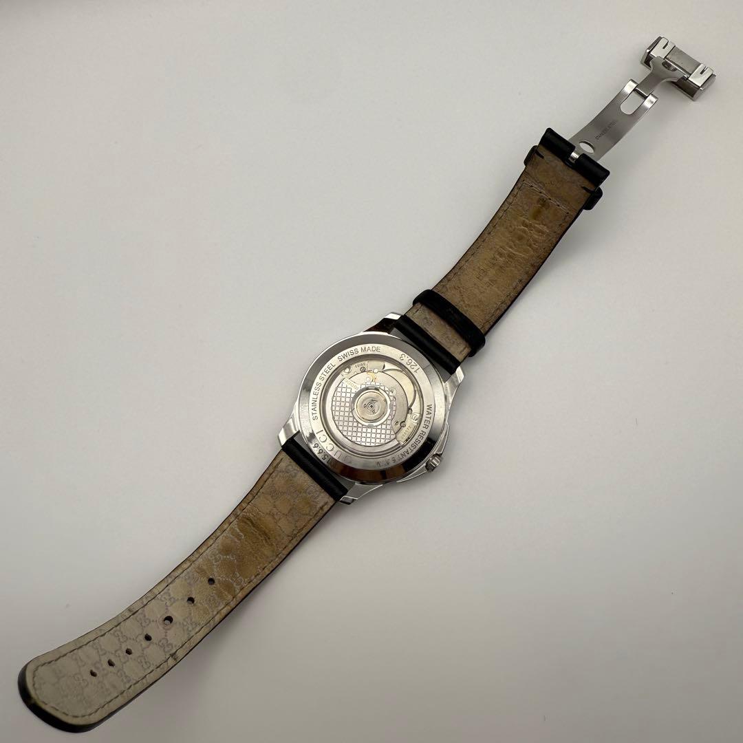 付属品有り GUCCI グッチ 時計 126.3 シルバー 革ベルト スモセコ