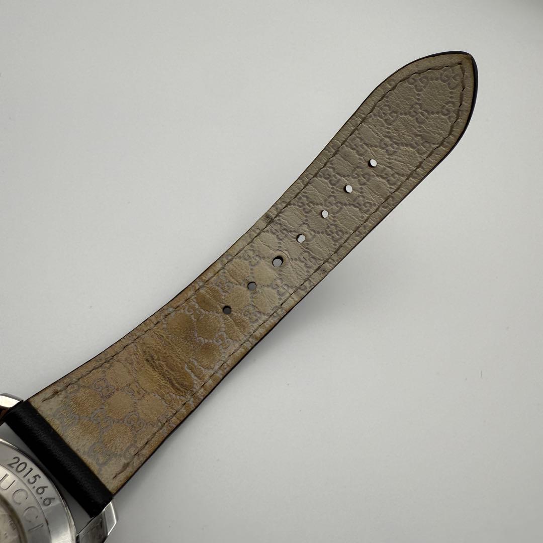 付属品有り GUCCI グッチ 時計 126.3 シルバー 革ベルト スモセコ